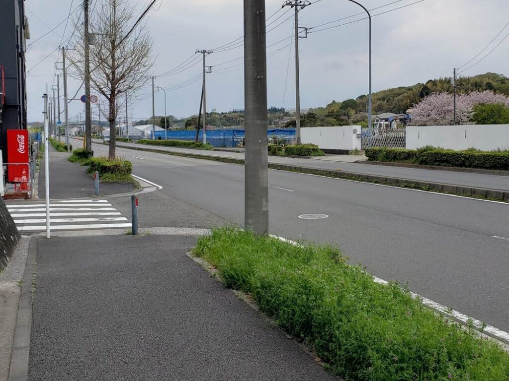高校周辺の大通り