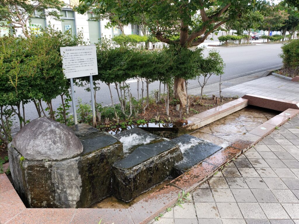 道のわきを流れる湧き水
