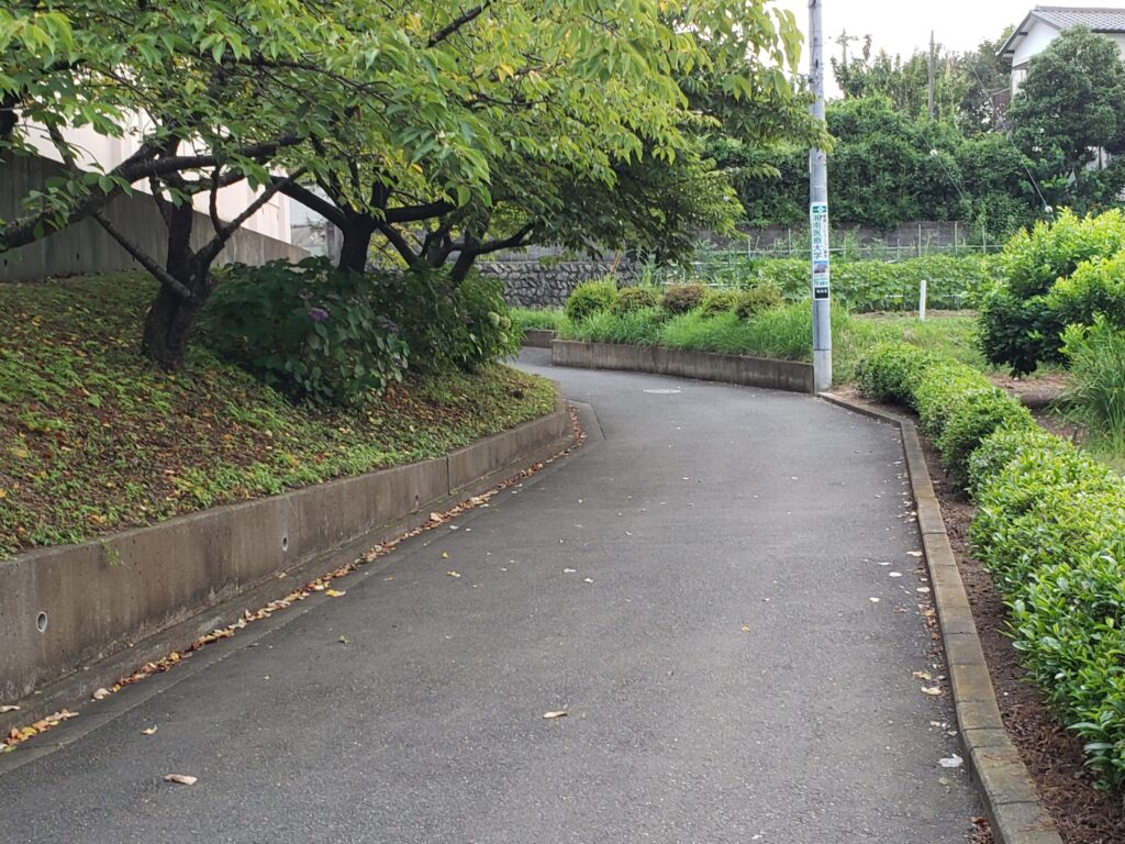 高校前の細い上り坂