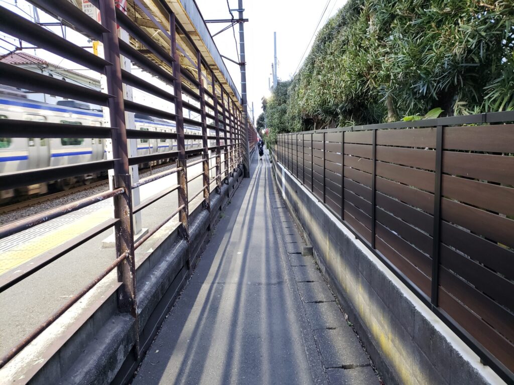 臨時口近くの道